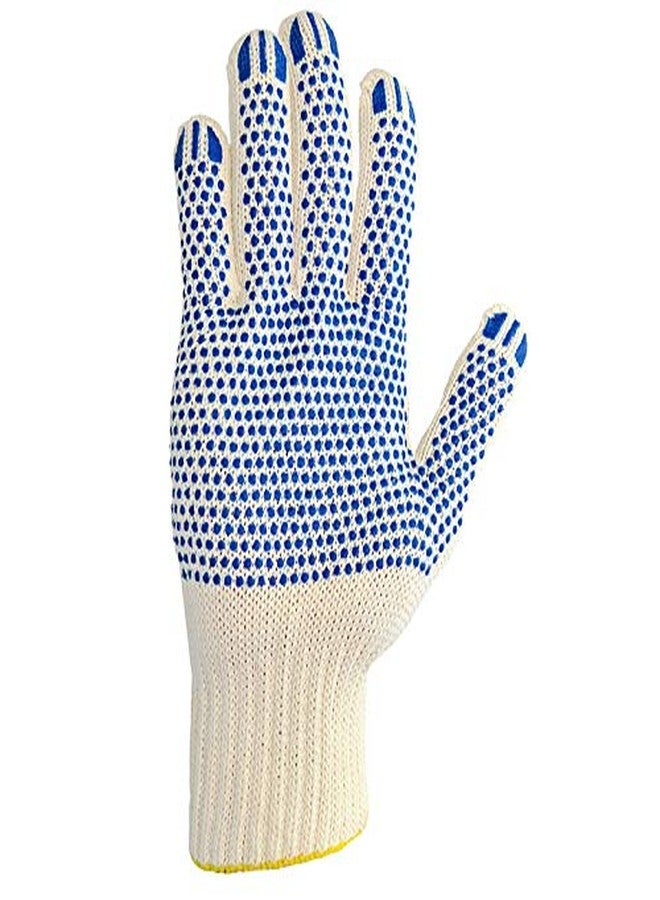 SSWW Cotton Pvc Dotted Hand Gloves - Washable & Reusable, Blue & White, Kitchen & Industrial Safety Gloves - Better Grip, Garden & Construction Works | Pack of 5 Pairs - Image 5